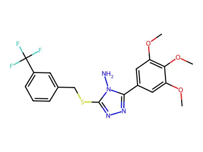 3-{[3-(trifluoromethyl)benzyl]sulfanyl}-5-(3,4,5-trimethoxyphenyl)-4H-1,2,4-triazol-4-amine structure