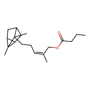 5-(2,3-Dimethyltricyclo[2.2.1.02,6]hept-3-yl)-2-methylpent-2-enyl butyrate structure