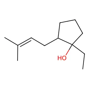 Cyclopentanol, 1-ethyl-2-(3-methyl-2-buten-1-yl)- structure