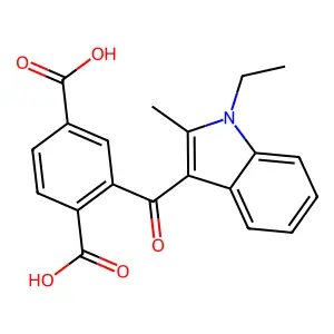 1,4-Benzenedicarboxylic acid, 2-[(1-ethyl-2-methyl-1H-indol-3-yl)carbonyl]- structure