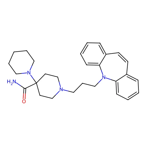 1-(3-Benzo[b][1]benzazepin-11-ylpropyl)-4-piperidin-1-ylpiperidine-4-carboxamide structure
