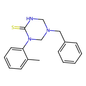 5-Benzyl-1-(2-methylphenyl)-1,3,5-triazinane-2-thione structure