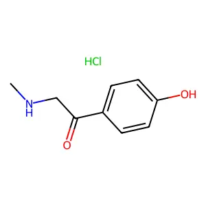 Ethanone, 1-(4-hydroxyphenyl)-2-(methylamino)-, hydrochloride (1:1) structure