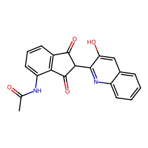 Acetamide, N-(2,3-dihydro-2-(3-hydroxy-2-quinolinyl)-1,3-dioxo-1H-inden-4-yl)- structure