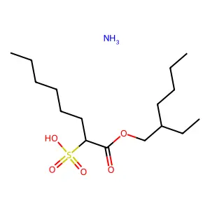 Octanoic acid, 2-sulfo-, 1-(2-ethylhexyl) ester, ammonium salt (1:1) structure