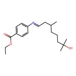 Benzoic acid, 4-((7-hydroxy-3,7-dimethyloctylidene)amino)-, ethyl ester structure