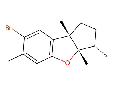 7-bromo-3,3a,6,8b-tetramethyl-2,3-dihydro-1H-cyclopenta[b]benzofuran structure