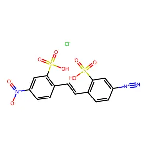 Benzenediazonium, 4-[2-(4-nitro-2-sulfophenyl)ethenyl]-3-sulfo-, chloride structure