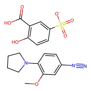 Benzenediazonium, 3-methoxy-4-(1-pyrrolidinyl)-, 2-hydroxy-5-sulfobenzoate (1:1) structure