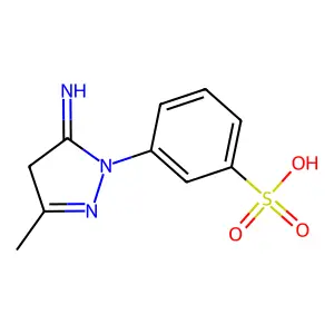 Benzenesulfonic acid, 3-(4,5-dihydro-5-imino-3-methyl-1H-pyrazol-1-yl)- structure
