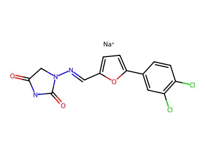 Hydantoin, 1-((5-(3,4-dichlorophenyl)furfurylidene)amino)-(8CI) structure
