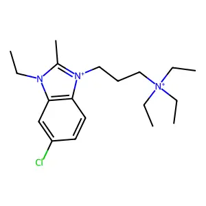 6-Chloro-1-ethyl-2-methyl-3-[3-(triethylammonio)propyl]-1H-benzimidazolium structure