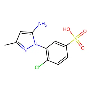 Benzenesulfonic acid, 3-(5-amino-3-methyl-1H-pyrazol-1-yl)-4-chloro- structure