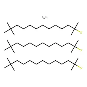 tert-Hexadecanethiol, gold(3+) salt (3:1) structure
