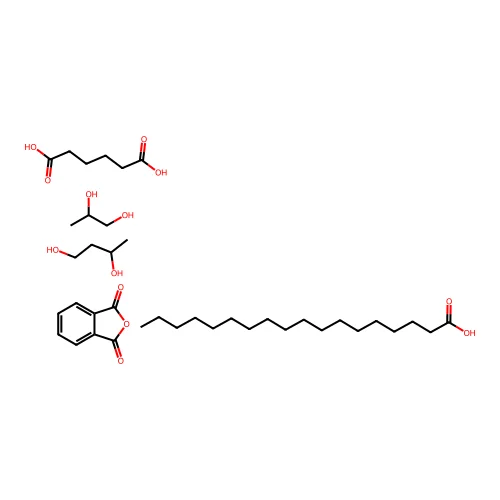 Adipic acid, phthalic anhydride, 1,3-butylene glycol, 1,2-propyleneglycol polymer, stearate structure
