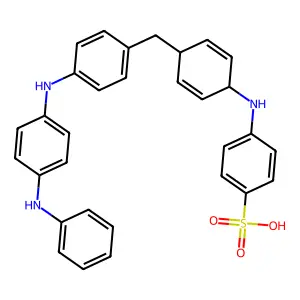 4-[(4-{[4-(4-Anilinoanilino)phenyl]methyl}cyclohexa-2,5-dien-1-yl)amino]benzene-1-sulfonic acid structure