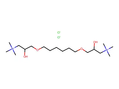3,3'-(Hexane-1,6-diylbis(oxy))bis(2-hydroxypropyltrimethylammonium) dichloride structure