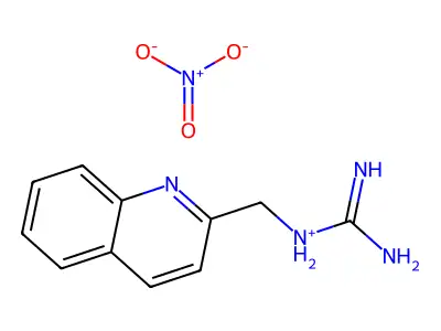 Guanidine, (2-quinolinylmethyl)-, mononitrate structure
