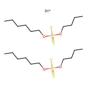 Zinc, bis(O-butyl O-hexyl phosphorodithioato-kappaS,kappaS')-, (T-4)- structure