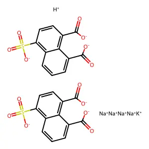 Potassium tetrasodium hydrogen bis(4-sulphonatonaphthalene-1,8-dicarboxylate) structure