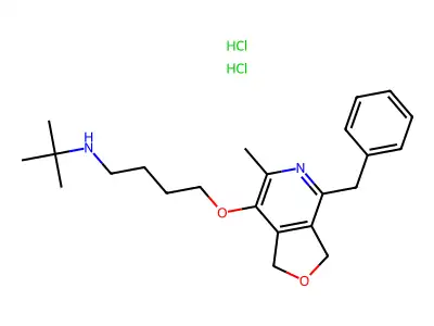 1-Butanamine, 4-((1,3-dihydro-6-methyl-4-(phenylmethyl)furo(3,4-c)pyridin-7-yl)oxy)-N-(1,1-dimethylethyl)-, dihydrochloride structure