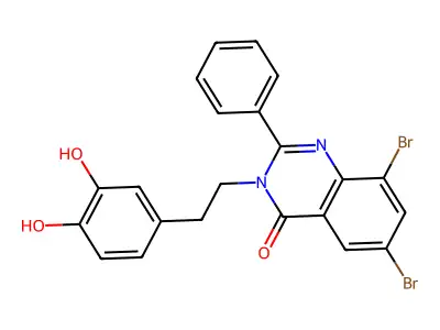 4(3H)-Quinazolinone, 6,8-dibromo-3-(2-(3,4-dihydroxyphenyl)ethyl)-2-phenyl- structure