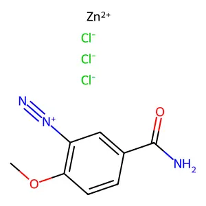 Benzenediazonium, 5-(aminocarbonyl)-2-methoxy-, trichlorozincate(1-) structure