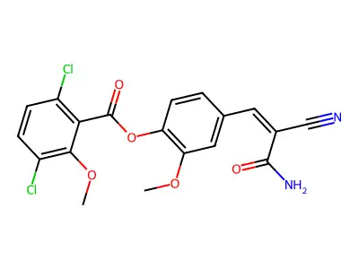 4-(3-Amino-2-cyano-3-oxo-1-propen-1-yl)-2-methoxyphenyl 3,6-dichloro-2-methoxybenzoate structure