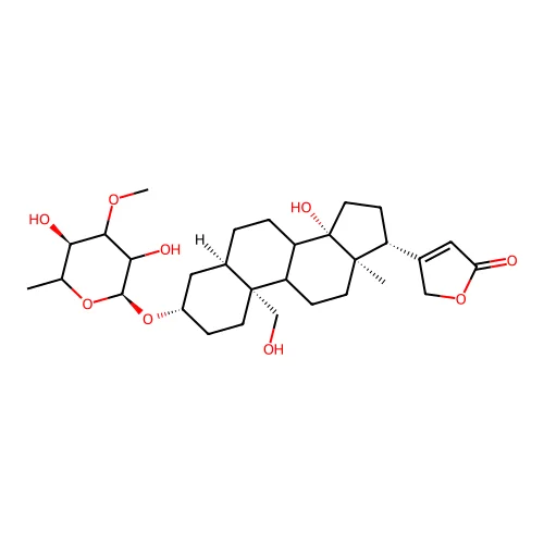 3-[(6-Deoxy-3-O-methylhexopyranosyl)oxy]-14,19-dihydroxycard-20(22)-enolide structure