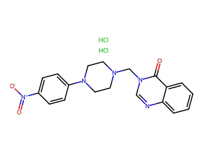 4(3H)-Quinazolinone, 3-(4-(p-nitrophenyl)-1-piperazinylmethyl)-, dihydrochloride structure
