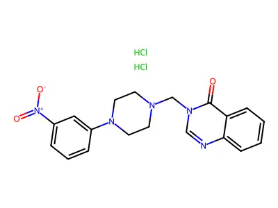4(3H)-Quinazolinone, 3-(4-(m-nitrophenyl)-1-piperazinylmethyl)-, dihydrochloride structure