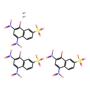 2-Naphthalenesulfonic acid, 8-hydroxy-5,7-dinitro-, aluminum salt (3:2) structure