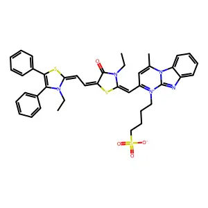 Pyrimido[1,2-a]benzimidazolium, 2-[[3-ethyl-5-[2-(3-ethyl-4,5-diphenyl-2(3H)-thiazolylidene)ethylidene]-4-oxo-2-thiazolidinylidene]methyl]-4-methyl-1-(4-sulfobutyl)-, inner salt structure