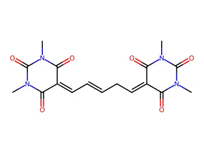 2,4,6(1H,3H,5H)-Pyrimidinetrione, 5,5'-(2-pentene-1,5-diylidene)bis[1,3-dimethyl- structure