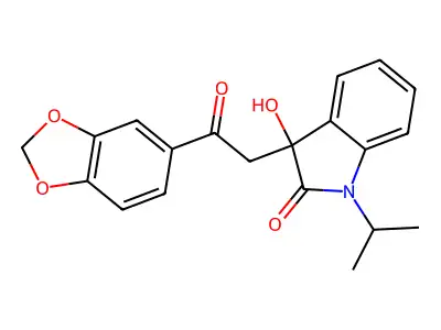 3-[2-(1,3-Benzodioxol-5-yl)-2-oxoethyl]-3-hydroxy-1-propan-2-ylindol-2-one structure