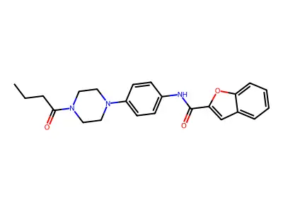 N-[4-(4-butyryl-1-piperazinyl)phenyl]-1-benzofuran-2-carboxamide structure