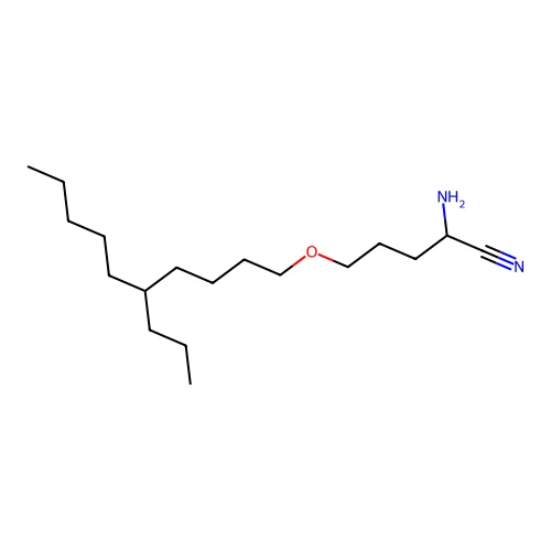 2-Amino-5-(5-propyldecoxy)pentanenitrile structure