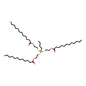 Dodecanoic acid, 1,1',1''-((butylstannylidyne)tris(thio-2,1-ethanediyl)) ester structure