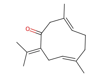 3,7-Cyclodecadien-1-one, 3,7-dimethyl-10-(1-methylethylidene)-, (Z,E)- structure