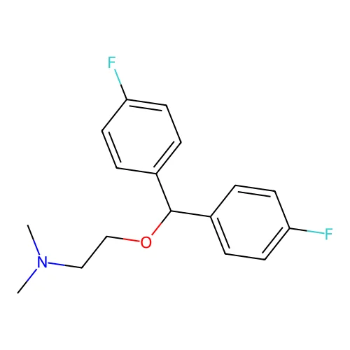 2-[bis(4-fluorophenyl)methoxy]-N,N-dimethylethanamine structure