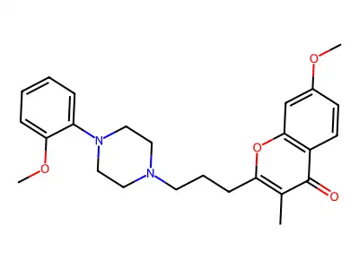 Chromone, 7-methoxy-2-(3-(4-(o-methoxyphenyl)-1-piperazinyl)propyl)-3-methyl- structure