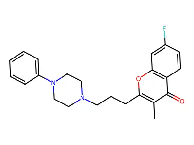 Chromone, 7-fluoro-3-methyl-2-(3-(4-phenyl-1-piperazinyl)propyl)- structure