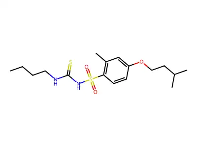 Benzenesulfonamide, N-((butylamino)thioxomethyl)-2-methyl-4-(3-methylbutoxy)- structure