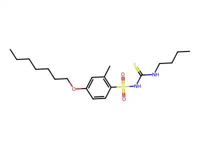 Benzenesulfonamide, N-((butylamino)thioxomethyl)-4-(heptyloxy)-2-methyl- structure