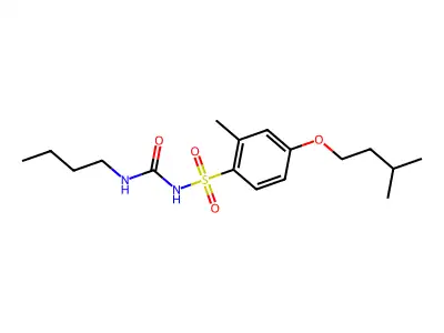 Benzenesulfonamide, N-((butylamino)carbonyl)-2-methyl-4-(3-methylbutoxy)- structure