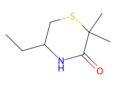 3-Thiomorpholinone, 2,2-dimethyl-5-ethyl- structure