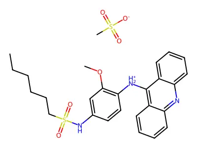 Hexanesulfonamide, N-(4-(acridin-9-ylamino)-3-methoxyphenyl)-, methanesulfonate structure