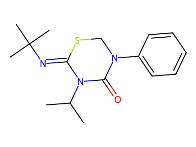 2-(Tert-butylimino)-5-phenyl-3-(propan-2-yl)-1,3,5-thiadiazinan-4-one structure