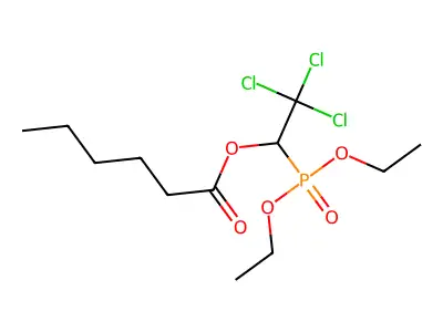 Hexanoic acid, ester with diethyl (2,2,2-trichloro-1-hydroxyethyl)phosphonate structure