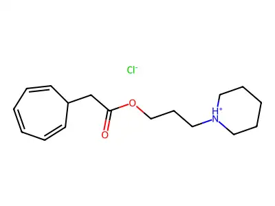 2,4,6-Cycloheptatriene-1-acetic acid, 3-(piperidinopropyl) ester, hydrochloride structure